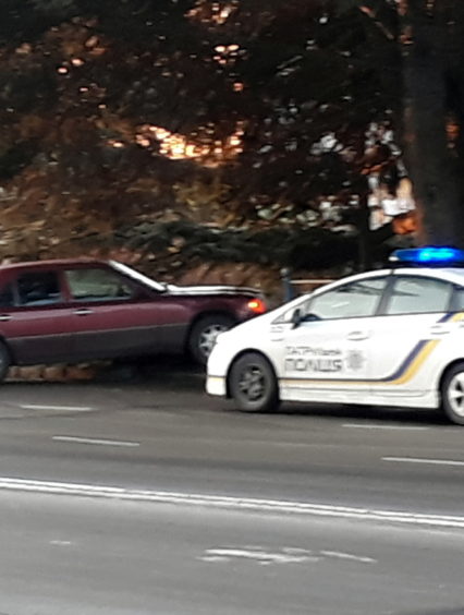 ДТП в Ужгороді: «Mercedes» зніс огорожу і в’їхав у «зелену зону» (ВІДЕО)