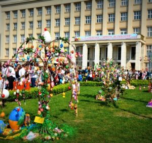 Цього тижня площу Народну оздобить більше півсотні писанкових дерев