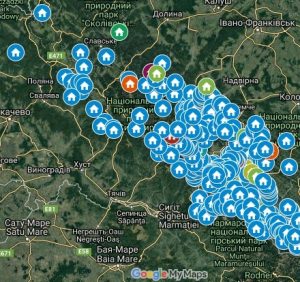 Опубліковано карту туристичних притулків в українських Карпатах