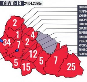 Ситуація щодо COVID-19 на Закарпатті станом на 9 годину 24 квітня