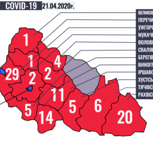 Ситуація щодо COVID-19 на Закарпатті станом на 9 годину 21 квітня