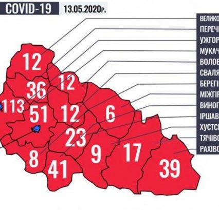 Ситуація щодо COVID-19 на Закарпатті станом на ранок 13 травня