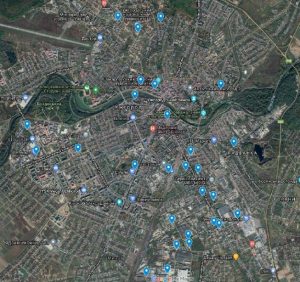 Місце розташування укриттів та бомбосховищ в Ужгороді